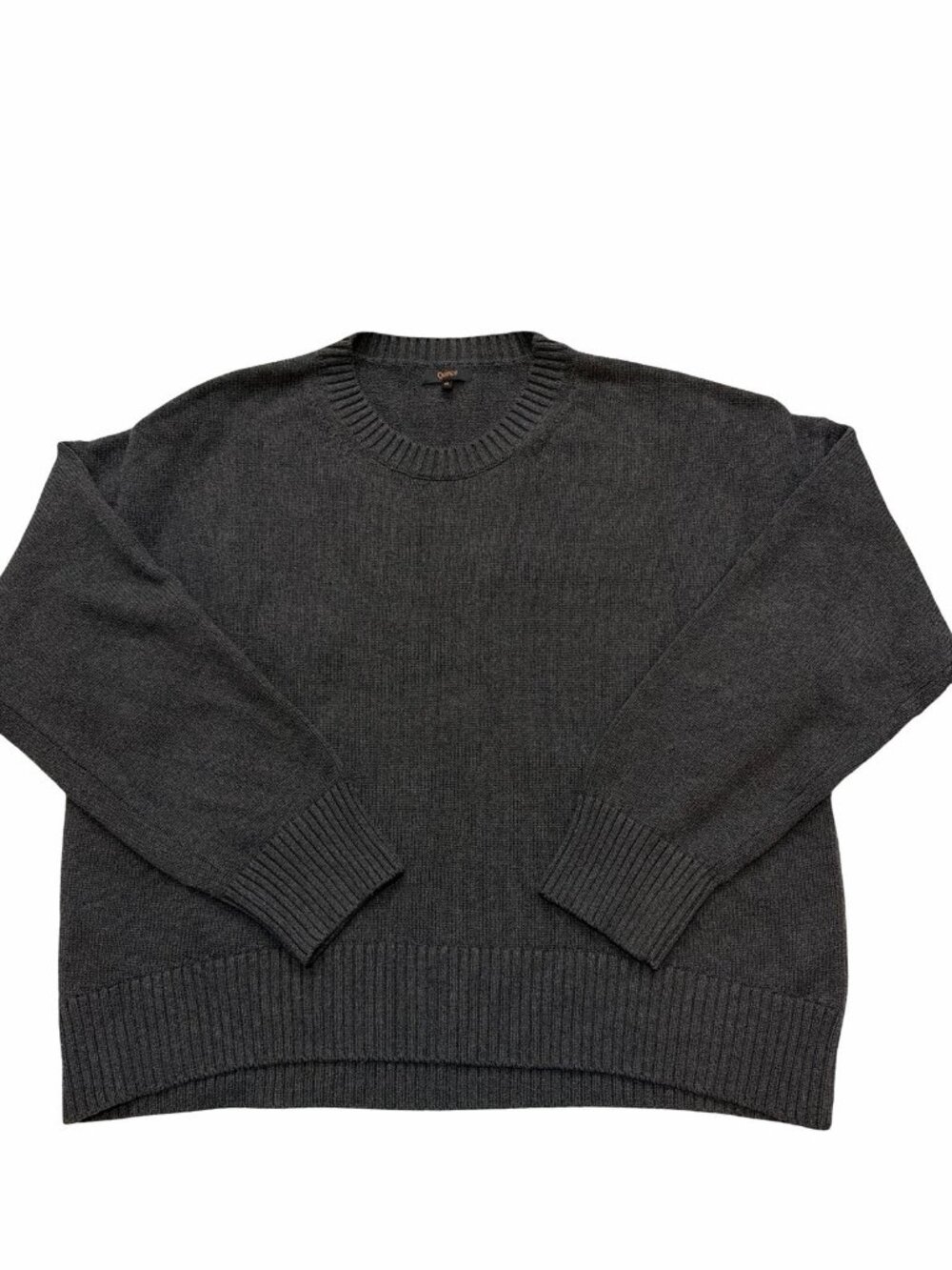 Quince 100% Organic Cotton Boyfriend Crew Sweater Gray Charcoal Women XL Knit